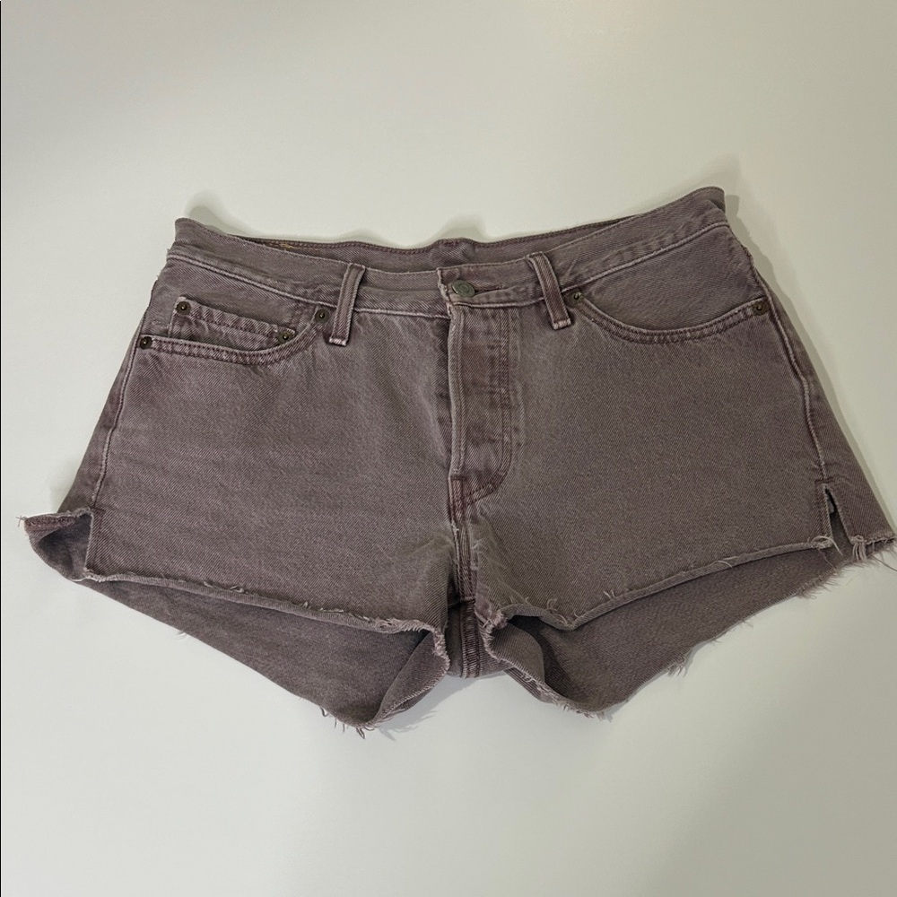 High-Rise Purple Denim Cutoff Shorts - Women